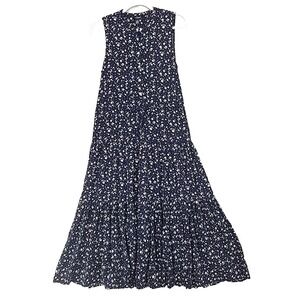 Chaps Sleeveless Midi / Maxi Dress Floral Fit and Flare Tie Waist Button Front
